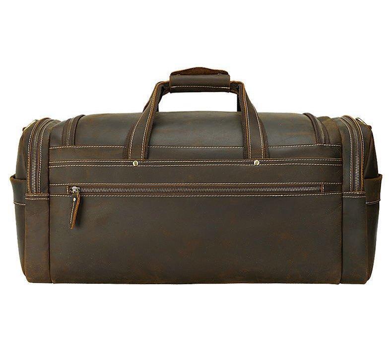 Mens Leather Travel Bag with Zipper Pockets - Woosir