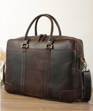 Woosir Leather Vintage 17.3" Laptop Briefcase Business - Woosir