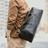 Woosir Leather Weekender Bag for Men Full-Open - Woosir