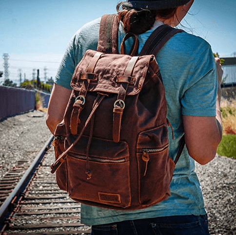 Men 21L Vintage Canvas Backpack - Woosir