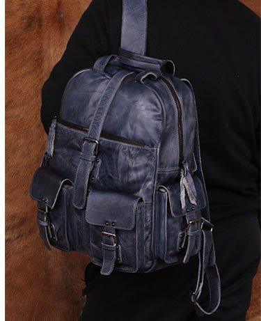 Men Backpack Vintage Leather Travel 15.6" - Woosir