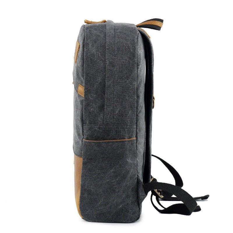 Men Canvas Backpack Schoolbag 14 Inch Laptop Bag, Black Men Canvas Backpack Schoolbag 14 Inch Laptop Bag, Black