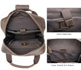 Mens Vintage Leather Backpack with Trolley Sleeve - Woosir