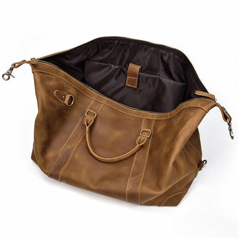 Men Leather Weekender Bag with Laptop Compartment