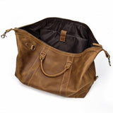 Men Leather Weekender Bag with Laptop Compartment - Woosir