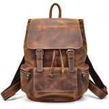Real leather Backpack Vintage Drawstring - Woosir