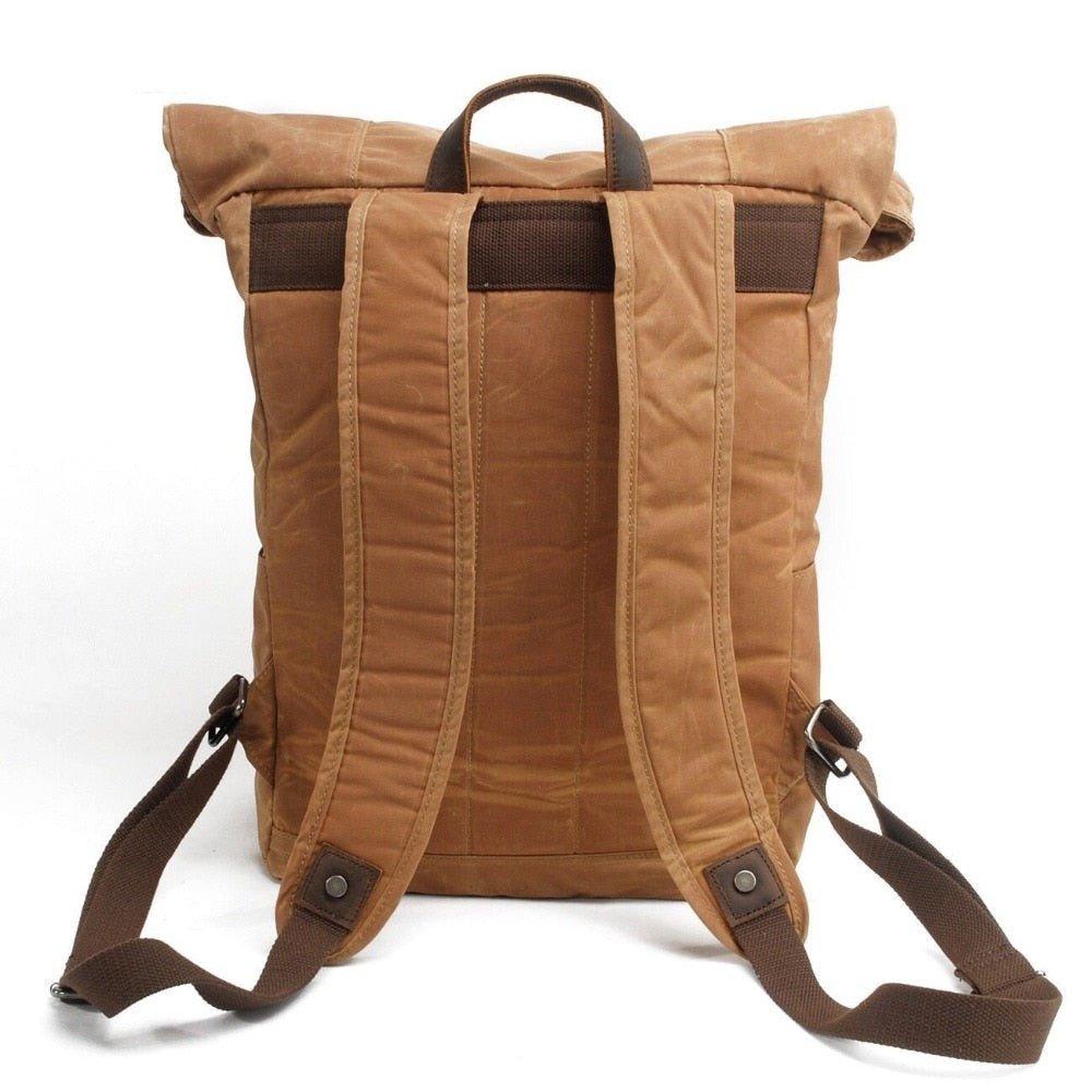 Vintage Canvas Backpack Rucksack Roll Top - Woosir