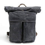 Vintage Canvas Backpack Rucksack Roll Top - Woosir