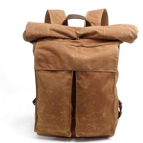 Vintage Canvas Backpack Rucksack Roll Top - Woosir