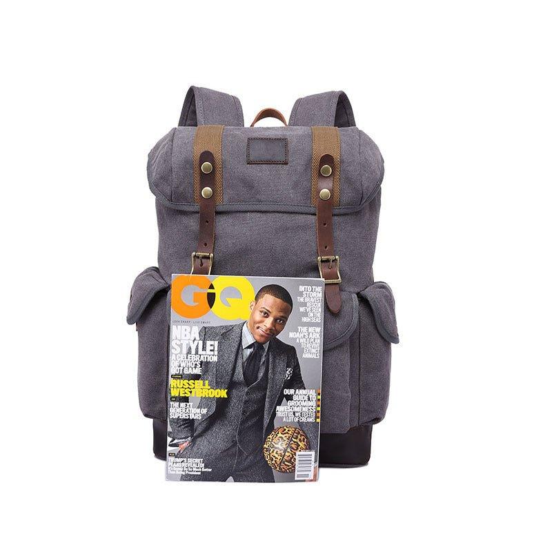 Mens Backpack Canvas Drawstring Design - Woosir