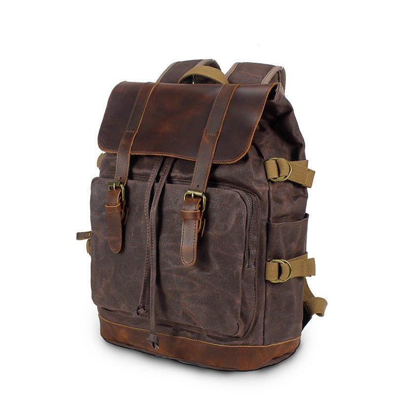 bill roms vintage canvas and leather backpack & A laptop sleeve Vintage Blue Canvas & Leather