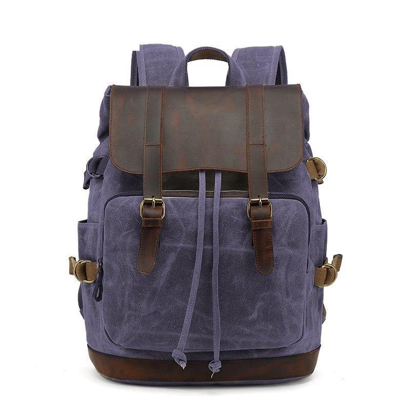 canvas rutsack backpack true leather Vintage Leather and Canvas Backpack Rucksack, Grey