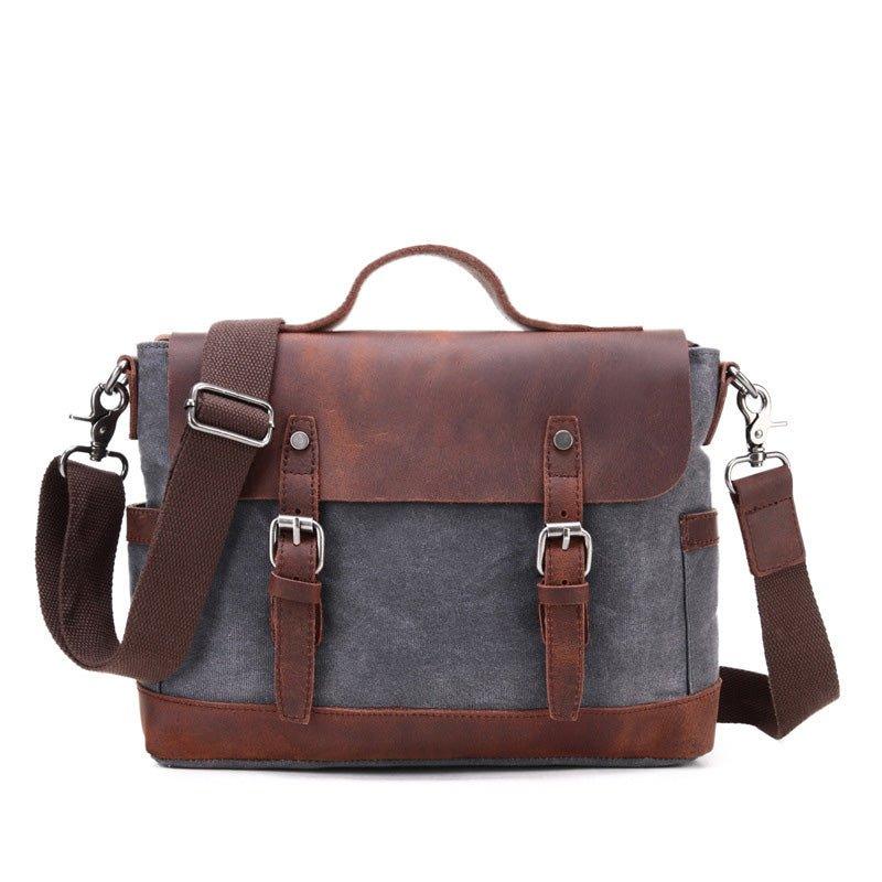 Woosir Mens Canvas Satchel Bags Waterproof Briefcase 14