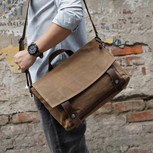 Beckett Waxed Canvas and Leather Messenger Briefcase