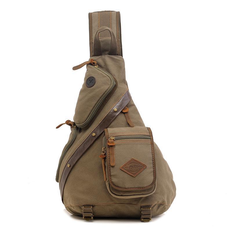 Men's Sling Backpack Waxed Canvas Crossbody Bag Casual Daypacks