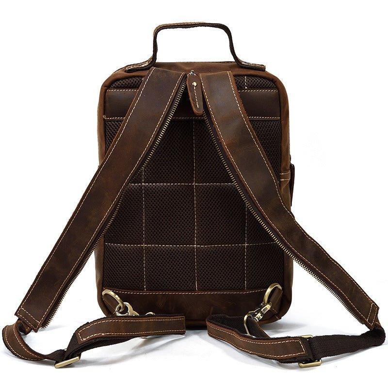 Mens Small Convertible Leather Backpack Vintage - Woosir