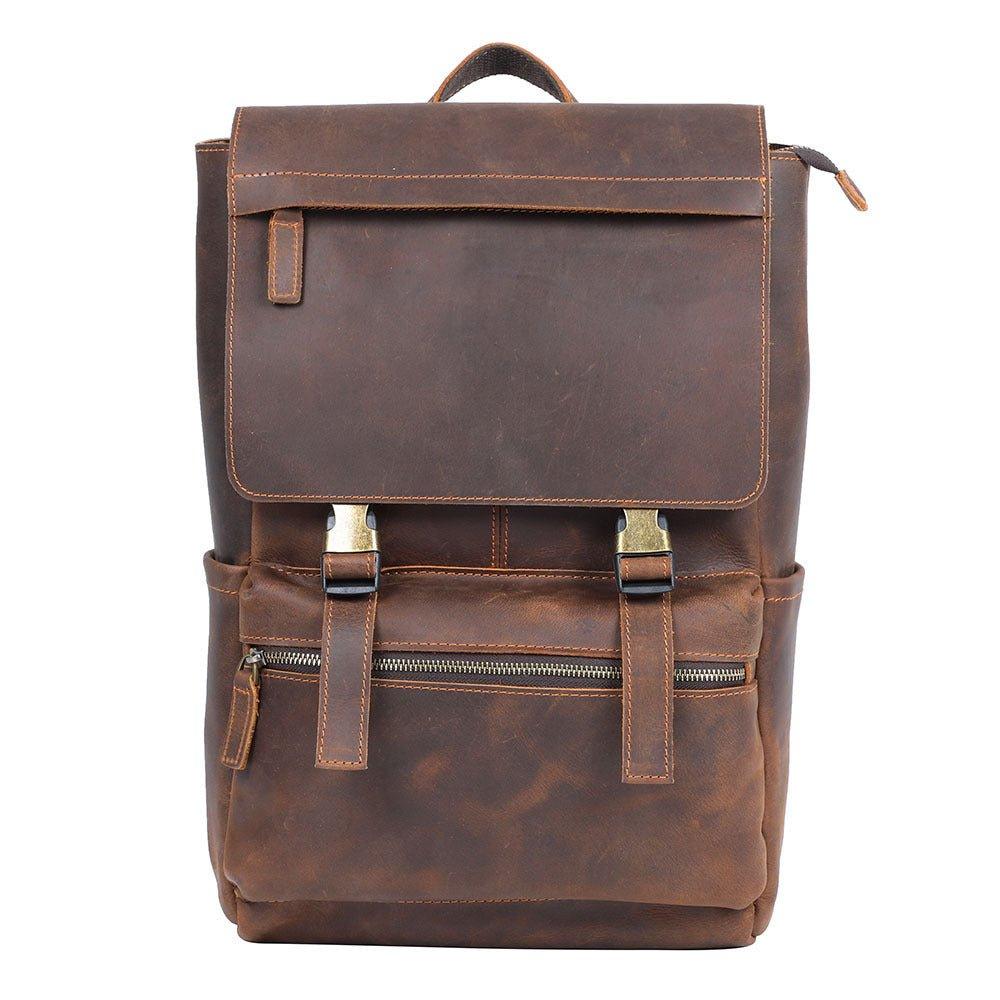 Woosir Mens Cowhide Leather Backpack for 15.6" Laptop - Woosir