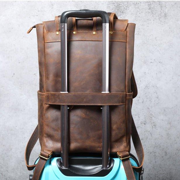 Woosir Mens Cowhide Leather Backpack for 15.6" Laptop - Woosir