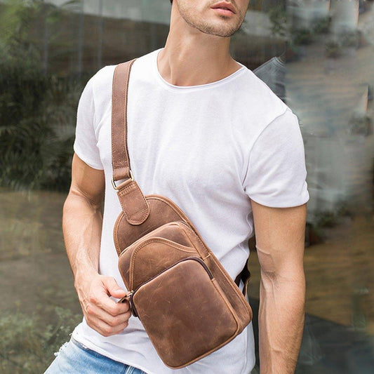 Men's Genuine Leather Sling Bag - Woosir