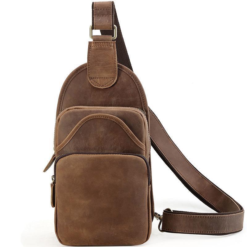 Men's Genuine Leather Sling Bag - Woosir