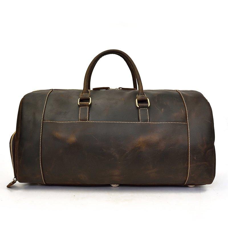 Men's Leather Duffel Bag 22 inch with Shoe Pocket, Brown Men's Leather Duffel Bag 22 inch with Shoe Pocket, Brown