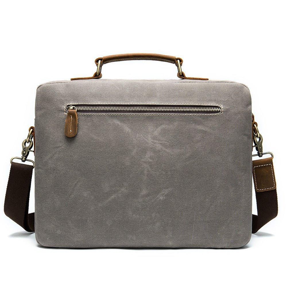 Woosir Mens Laptop Bag Leather and Canvas 14