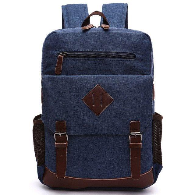 backpack men's laptop Mens Large Vintage Canvas Backpack Laptop Bag, Blue
