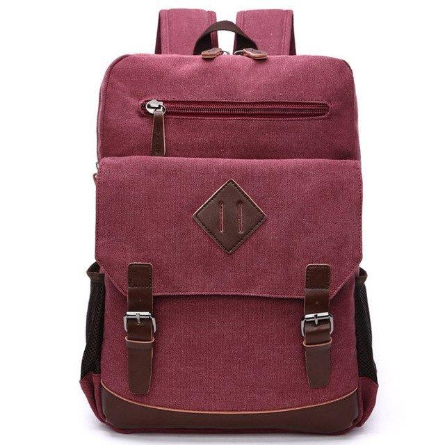 backpack with laptop compartment for school Mens Large Vintage Canvas Backpack Laptop Bag, Burgundy (D#XS4FCM1)