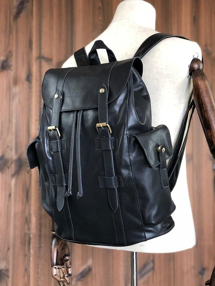 Vintage Mens Leather Backpack Drawstring Travel Vintage Mens Leather Backpack Drawstring Travel