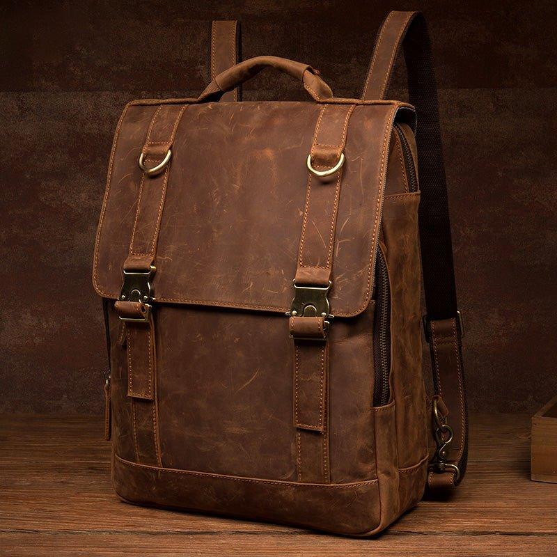 Woosir Mens Leather Backpack with Laptop Compartment - Woosir