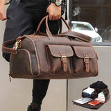 Woosir Mens Leather Garment Bag for Travel Business - Woosir