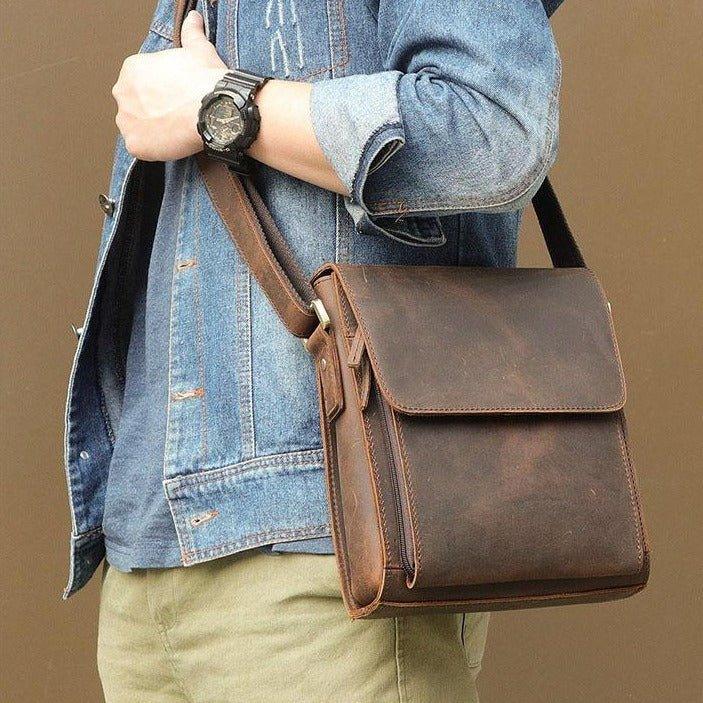 Small Messenger Bag Crossbody Leather for Men
