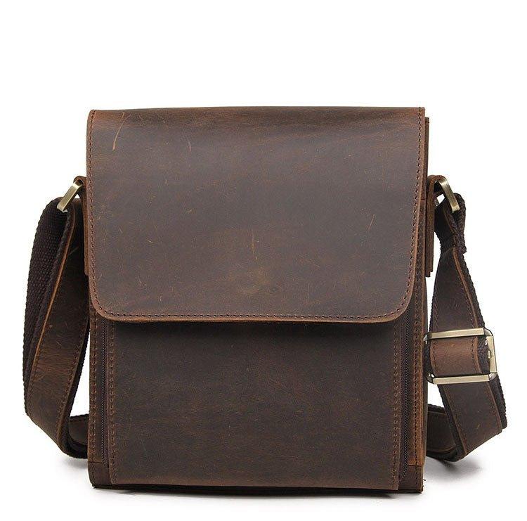 Small Messenger Bag Crossbody Leather for Men - Woosir