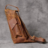 Mens Leather Sling Backpack - Woosir