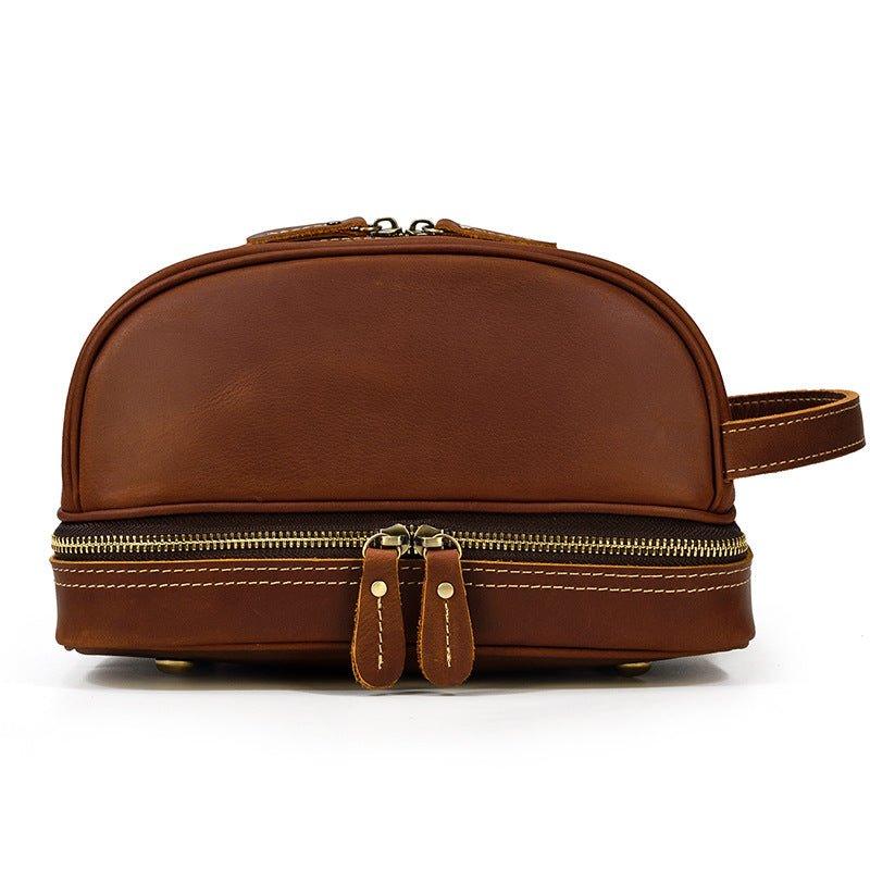 Woosir Mens Leather Travel Toiletry Bag, Brown