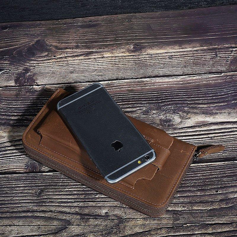 Woosir Mens Long Wallet with Front Phone Pocket, Brown Woosir Mens Long Wallet with Front Phone Pocket, Brown