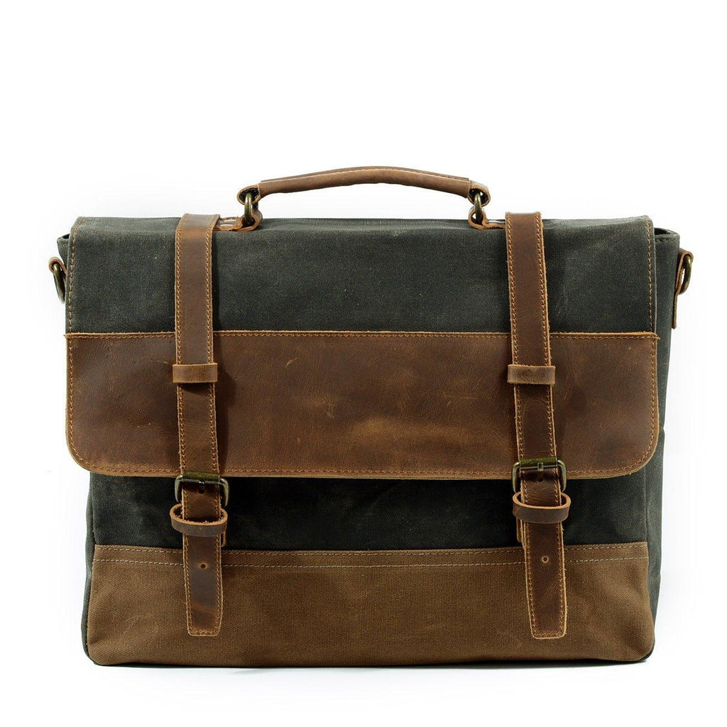 Mens Waxed Canvas Laptop Messenger Bag - Woosir