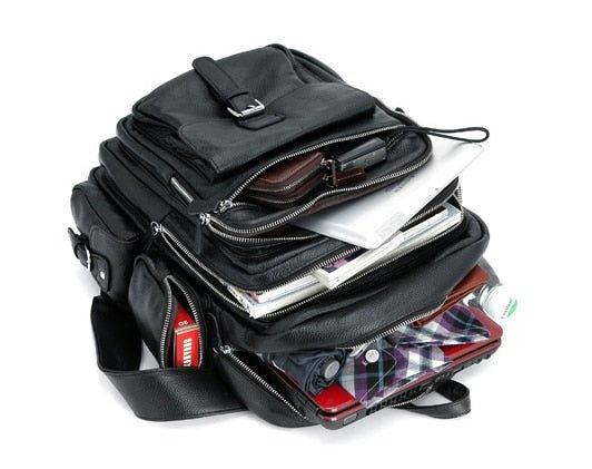 Mens Multi Pocket Leather Backpack - Woosir