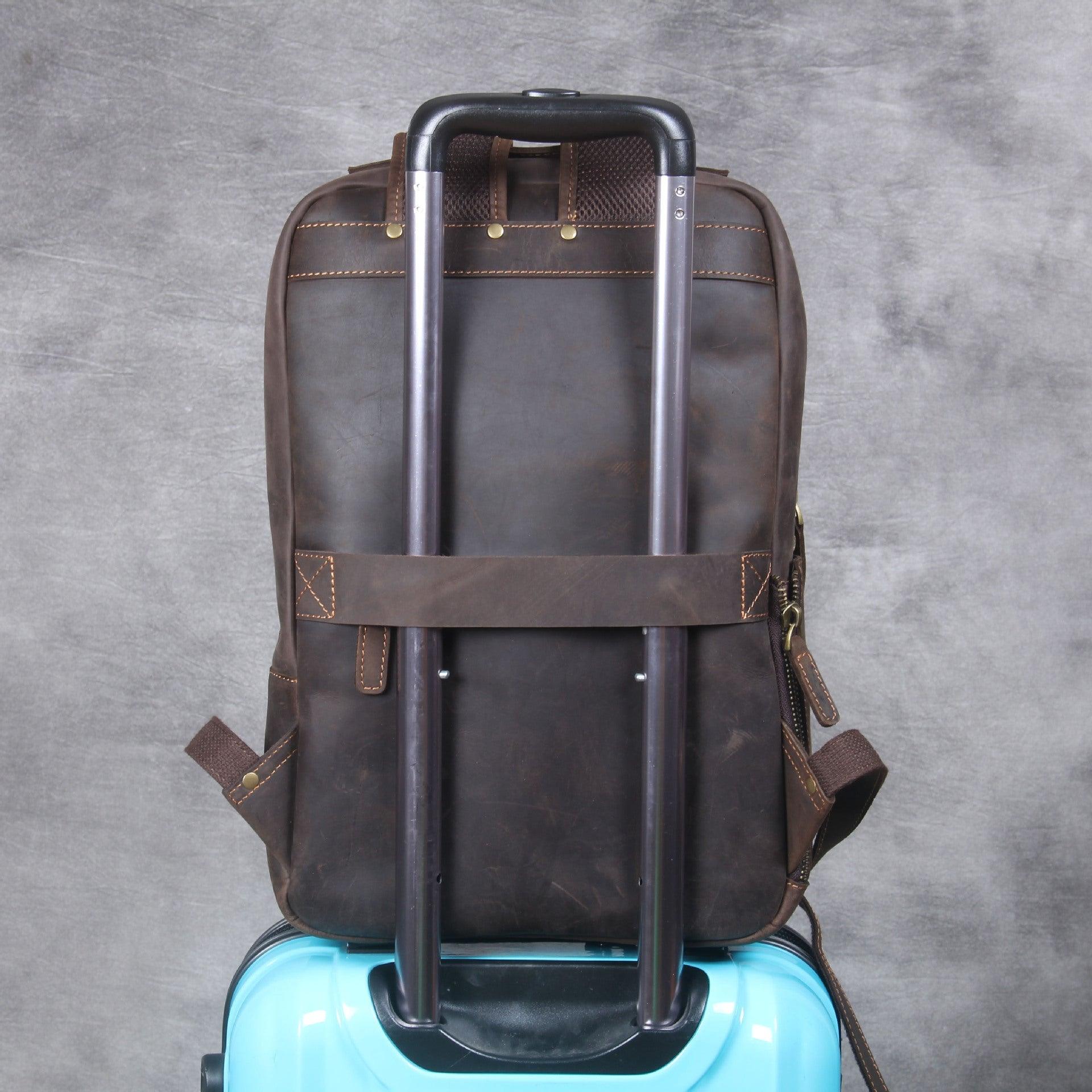 classy leather backpack Mens Leather Backpack Vintage for Laptop, Brown