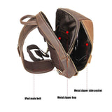 Mens Shoulder Leather Crossbody Bag Brown - Woosir