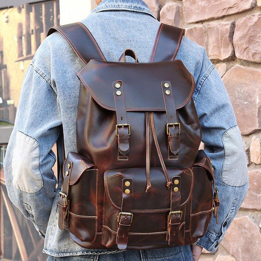 Woosir Men's Vintage Leather Backpack for 17 Inch Laptop - Woosir