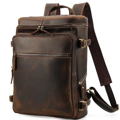 Large Vintage Leather Backpack for Laptop - Woosir