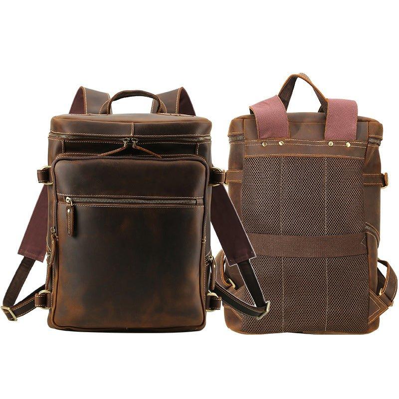 Large Vintage Leather Backpack for Laptop - Woosir