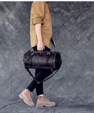 Woosir Mens Vintage Genuine Leather Cylindrical Backpack - Woosir