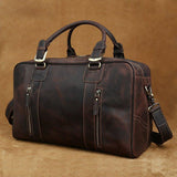 Mens Vintage Leather Duffel Travel Weekender Bag - Woosir