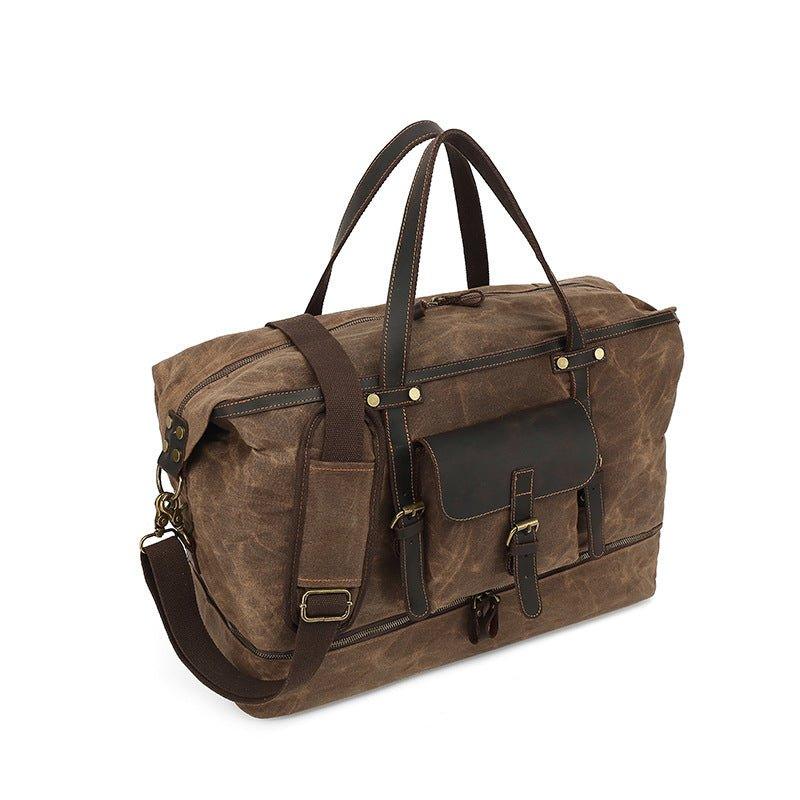 Waxed Canvas Duffle Bag with Shoe Compartment Woosir