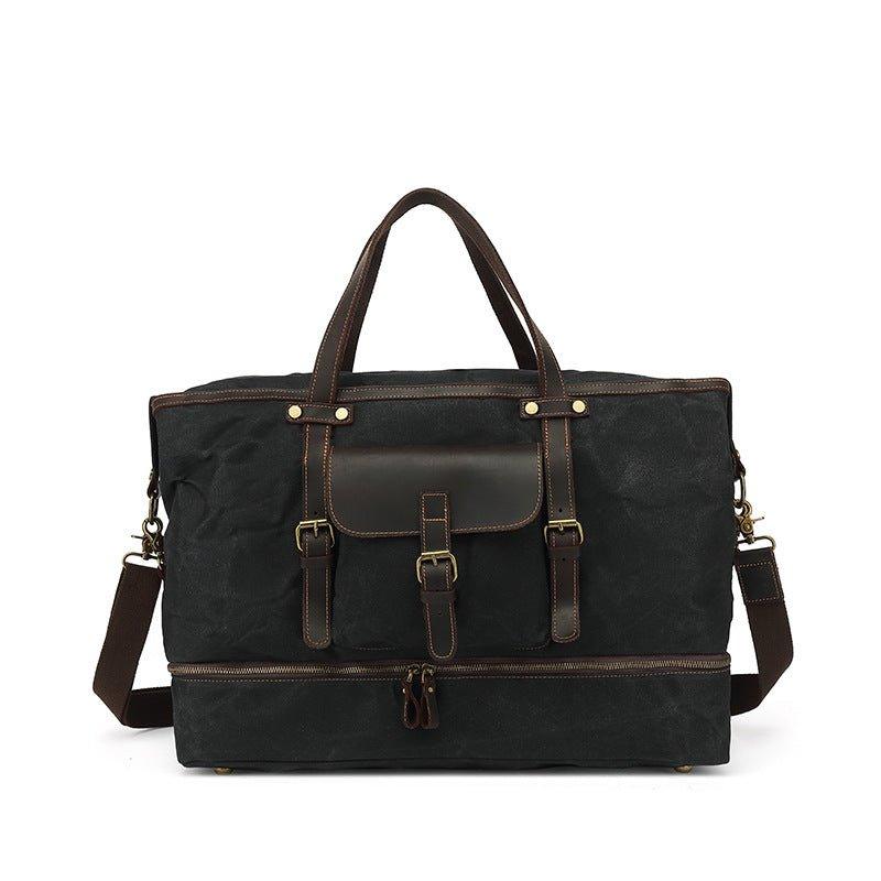 Waxed Canvas Duffle Bag with Shoe Compartment Woosir