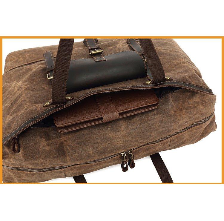 Mens Leather Weekender Bag with Shoe Compartment - Woosir