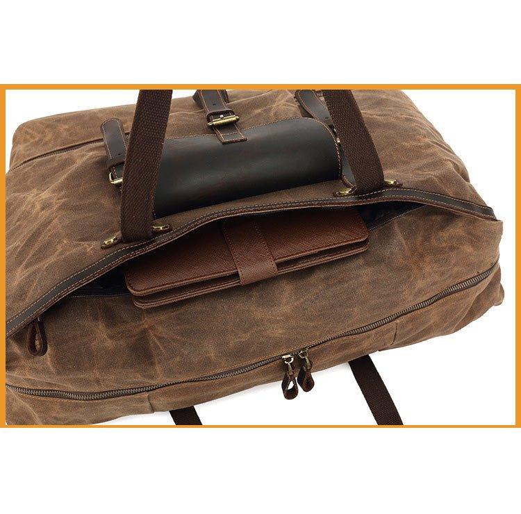Waxed Canvas Duffle Bag with Shoe Compartment Woosir