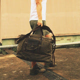 Waxed Canvas Duffle Bag with Shoe Compartment - Woosir